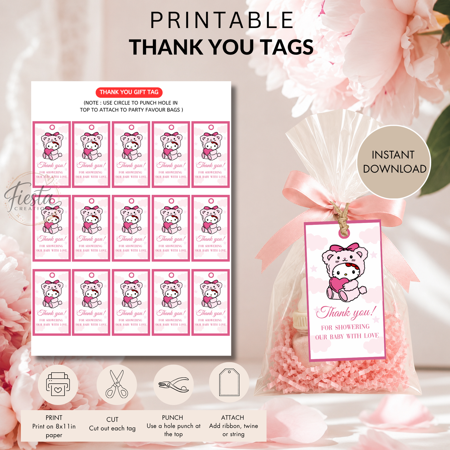 HK Bear Baby Shower Thank You Tag Printable File