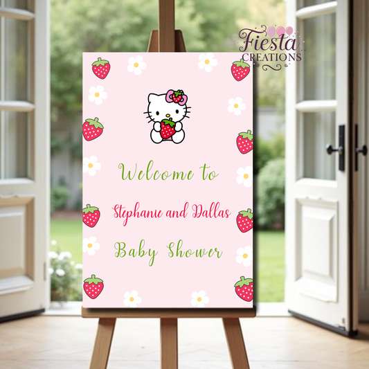 Strawberry HK Baby Shower Welcome Sign