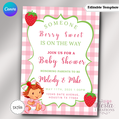 Strawberry Shortcake | 5x7 Editable Template | Instant Download