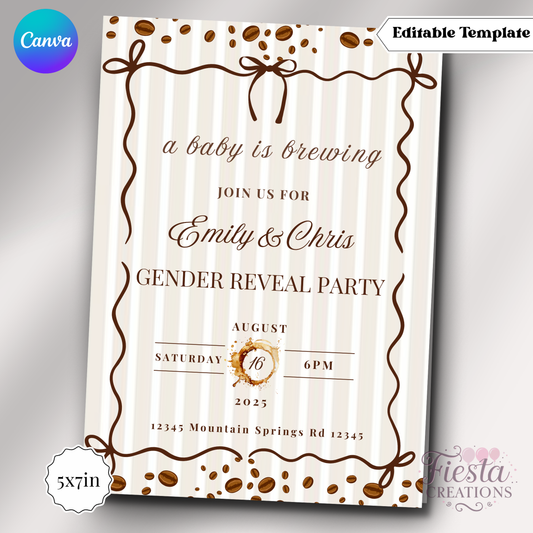 A baby is brewing | 5x7 Editable Template | Instant Download