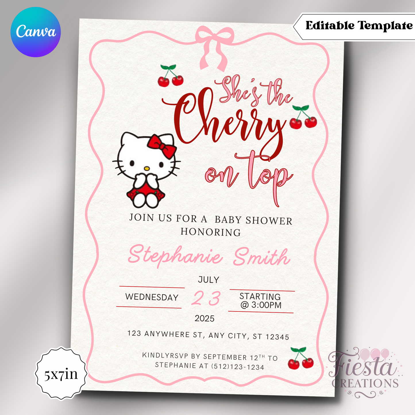 Hk Cherry | 5x7 Editable Template | Instant Download