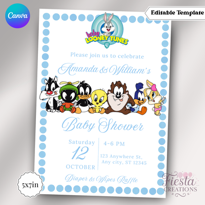BLUE Looney | 5x7 Editable Template | Instant Download