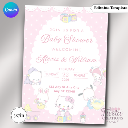Hello Baby & Friends | 5x7 Editable Template | Instant Download