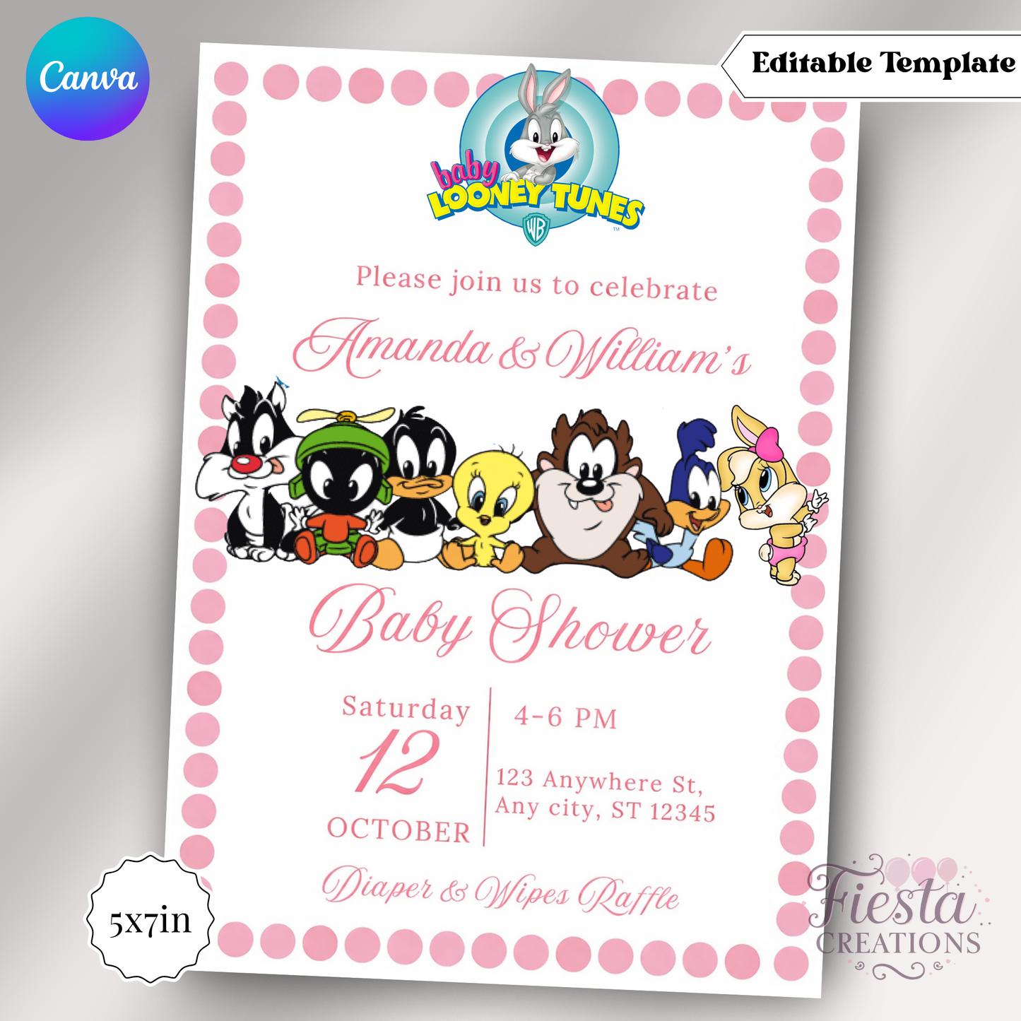 PINK Looney | 5x7 Editable Template | Instant Download
