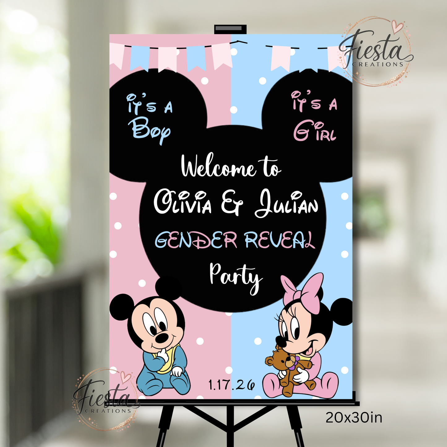 Mouse Gender Reveal Welcome Sign