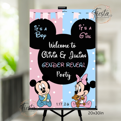 Mouse Gender Reveal Welcome Sign