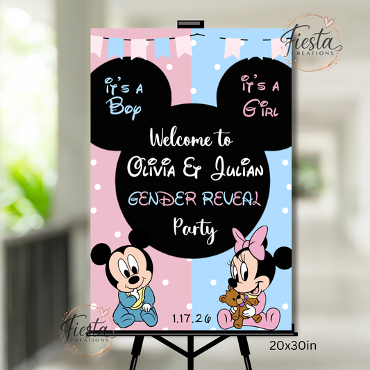 Mouse Gender Reveal Welcome Sign