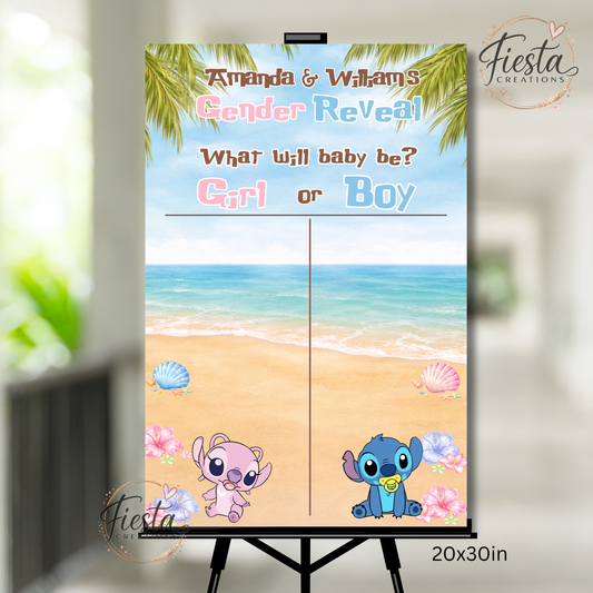 Gender Reveal Voting Sign 20x30 Printable | Stitch