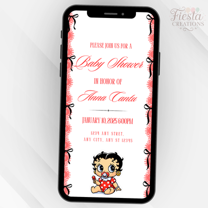 Betty Baby Shower Video Invitation (Red & Black)