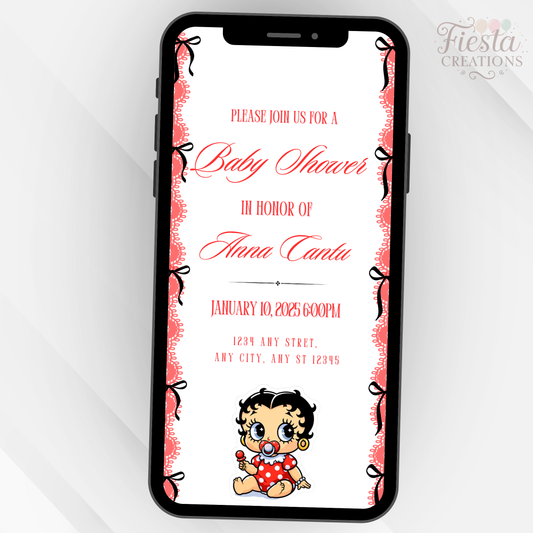 Betty Baby Shower Video Invitation (Red & Black)