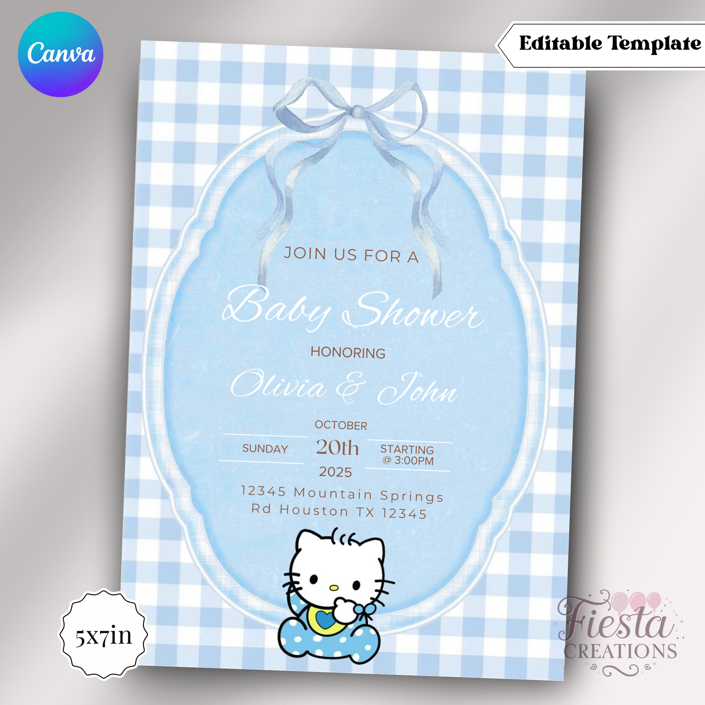 Coquette Daneil Baby Shower 5x7in Invitation Template