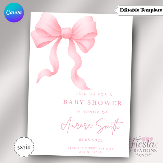 Coquette Baby Shower 5x7in Invitation Template