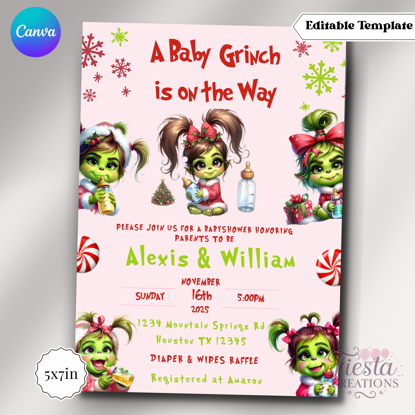 Baby Cindy Baby Shower 5x7in Invitation Template