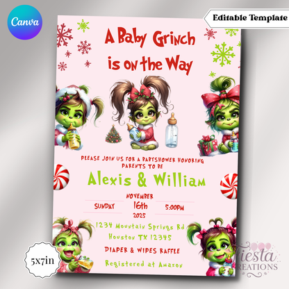 Baby Cindy Baby Shower 5x7in Invitation Template