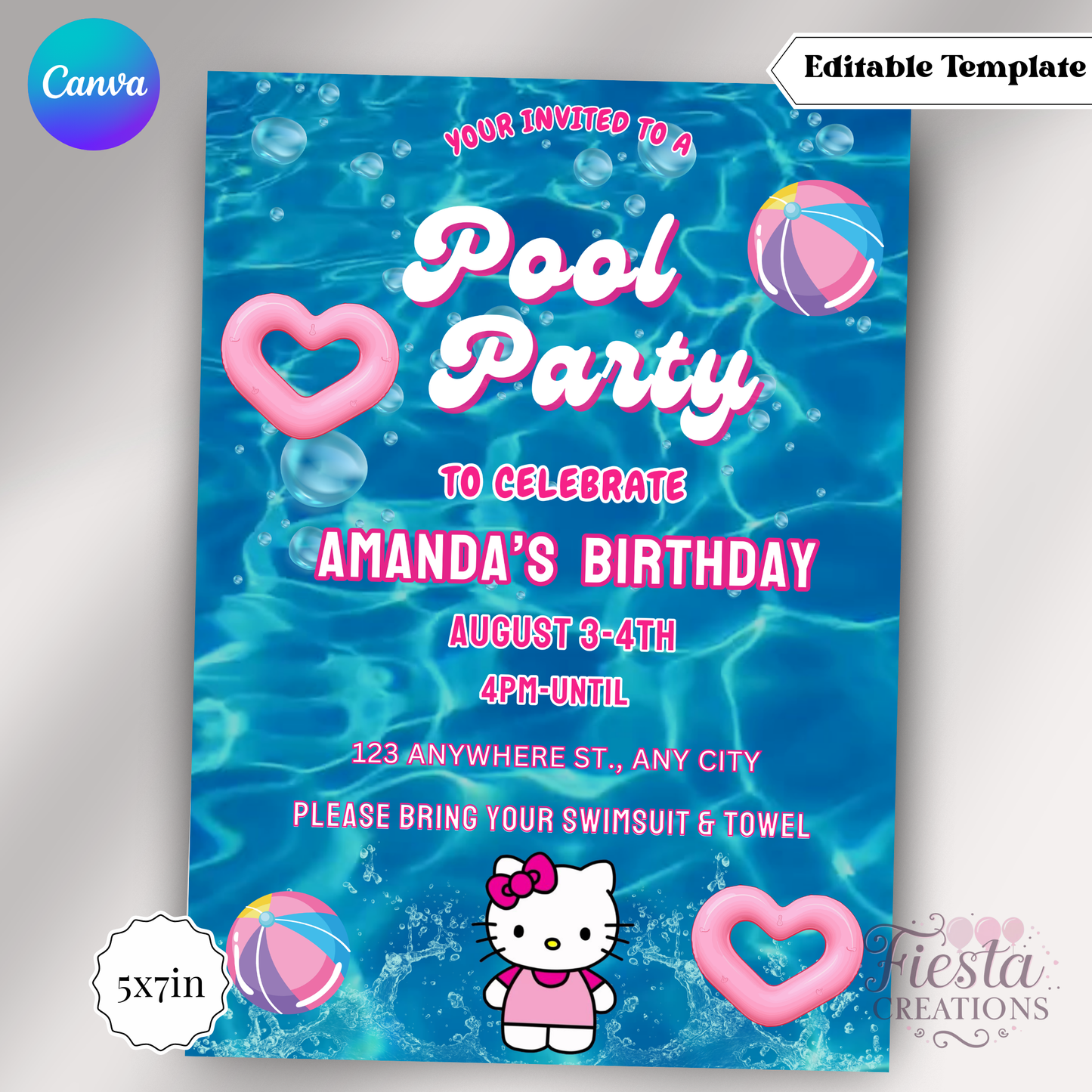 HK Pool Party 5x7 in Invitation Template