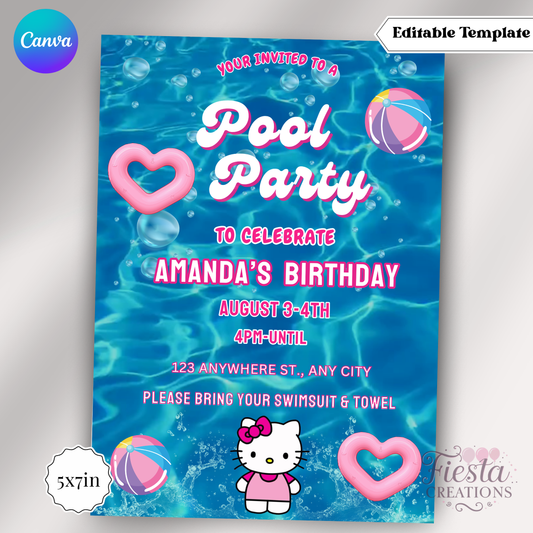 HK Pool Party 5x7 in Invitation Template
