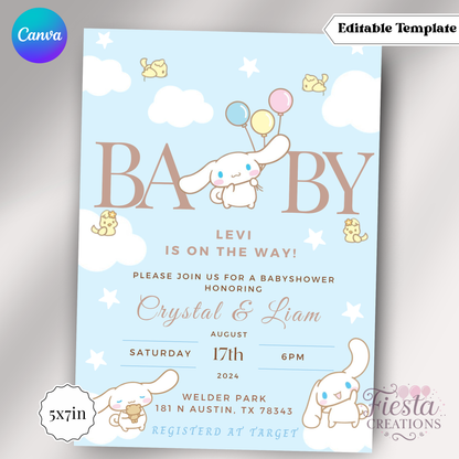 Cinnamoroll Baby Shower 5x7in Invitation Template