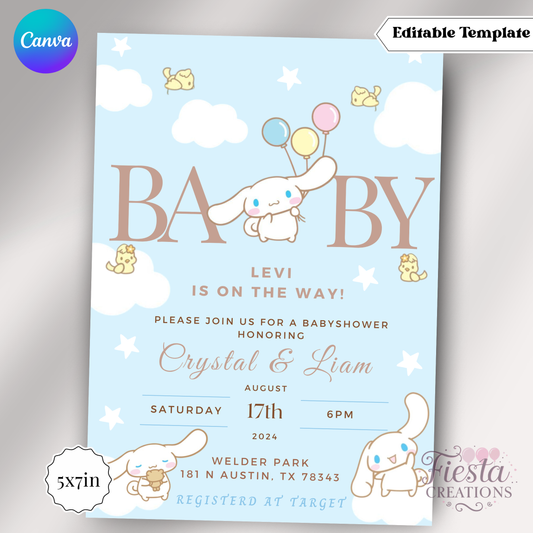 Cinnamoroll Baby Shower 5x7in Invitation Template