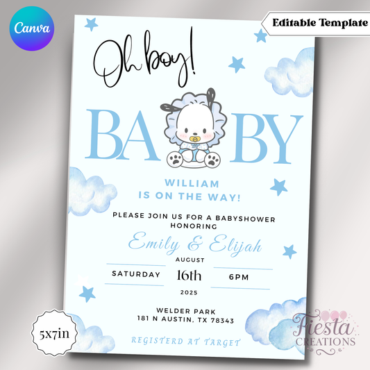 Oh Boy 5x7in Invitation Template