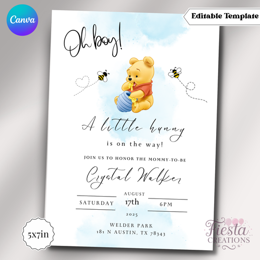 Winnie Blue 5x7in Invitation Template