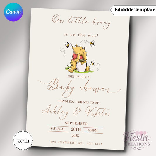Winnie Baby Shower 5x7in Invitation