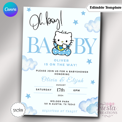 Daniel Baby Shower 5x7in Invitation Template