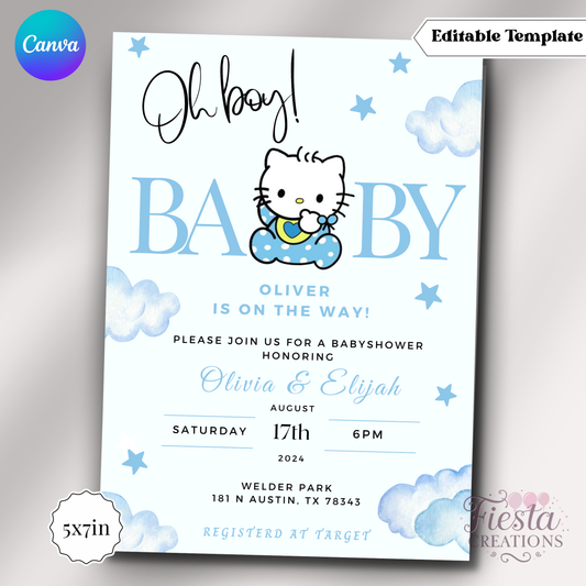Daniel Baby Shower 5x7in Invitation Template
