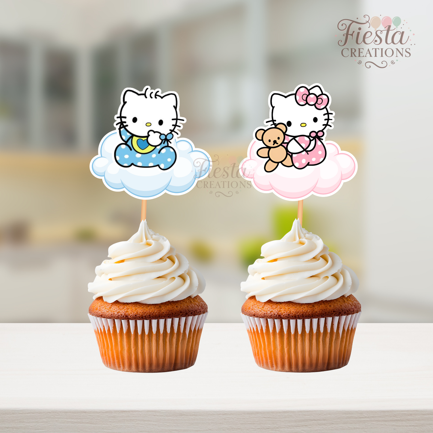 HK Gender Reveal Cupcake Toppers