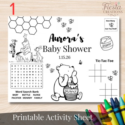 Winnie Baby Shower Activity Sheet