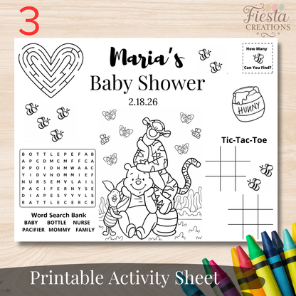 Winnie Baby Shower Activity Sheet