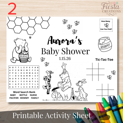 Winnie Baby Shower Activity Sheet